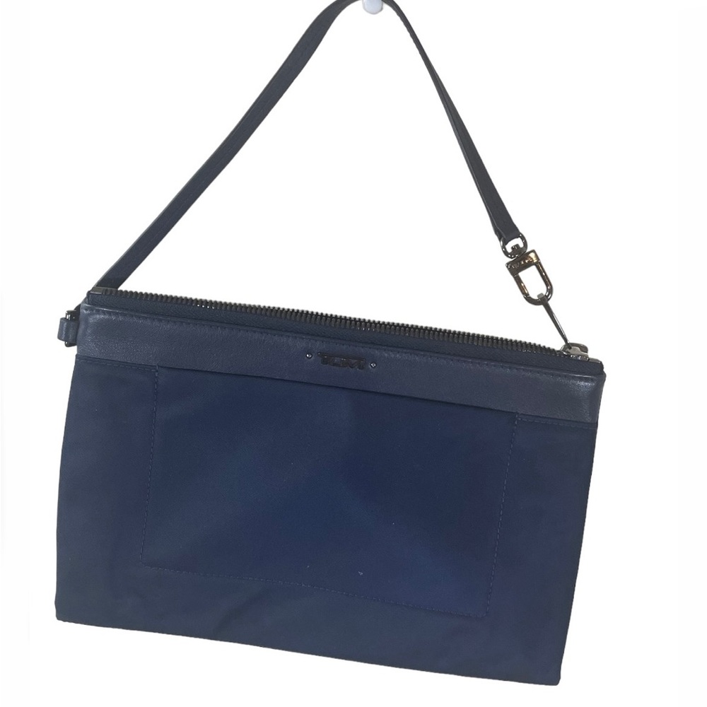 TUMI Navy Blue Nylon Wristlet w/ Blue Leather Trim